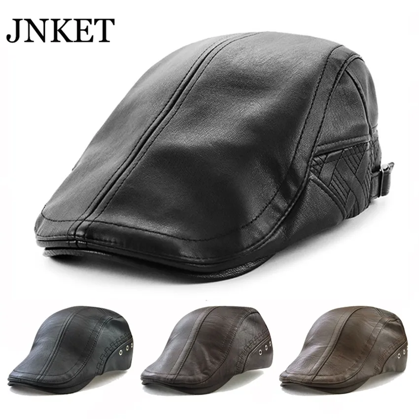 Модная осенне-зимняя Кепка JNKET из искусственной кожи мужская женская плоская