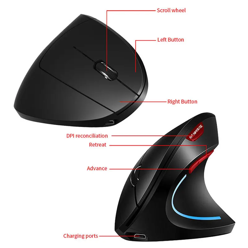 

New vertical wireless mouse 2.4GHz mouse ergonomic design 2400DPI prevention mouse hand Computer accessories vertical mouse