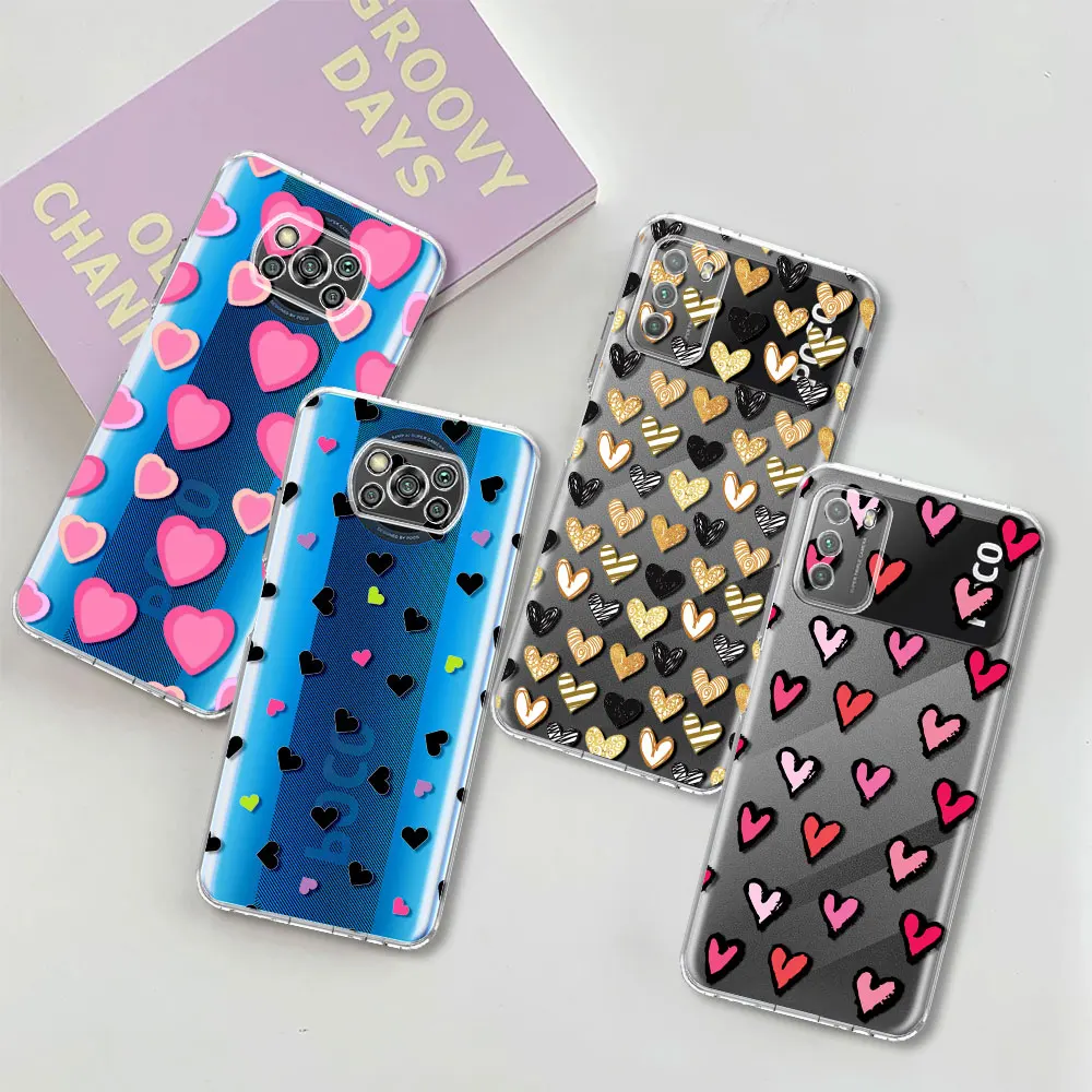 

Transparent Silicone Case For Xiaomi Mi Poco X3 NFC M3 10T Pro F3 GT F1 X2 F2 11 Lite 9T Note 10 Phone Cover Love Your Heart Cas