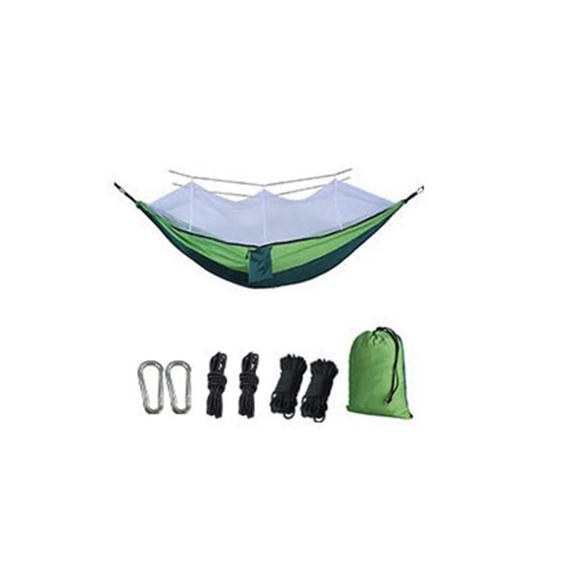 

Портативный туристический гамак с москитной сеткой, на 1-2 человек, подвесная кровать, из парашютной ткани, качели для сна