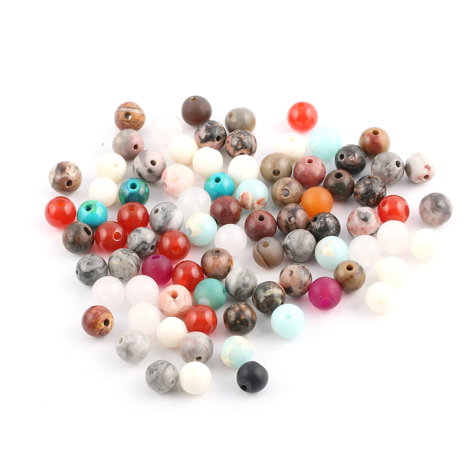 

100Pieces/pack Natural Stone Beads 4/6/8/10mm Round Loose Stone Beads for DIY Making Bracelet Necklace Jewelry