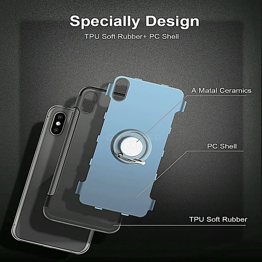 Personalised iphone xs max Shockproof Armor Stand Case With Holder Finger Ring Cover Cases For 7 8 X Plus SE Phone | Мобильные