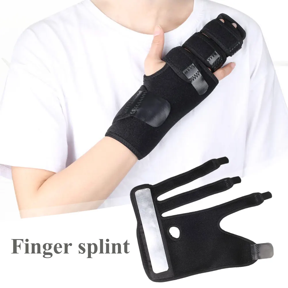 

Finger Splint 3 Finger Support Adjustable Right Hand Brace Wist Immobilizer For Broken Joints Sprains Relief Care Bace Support
