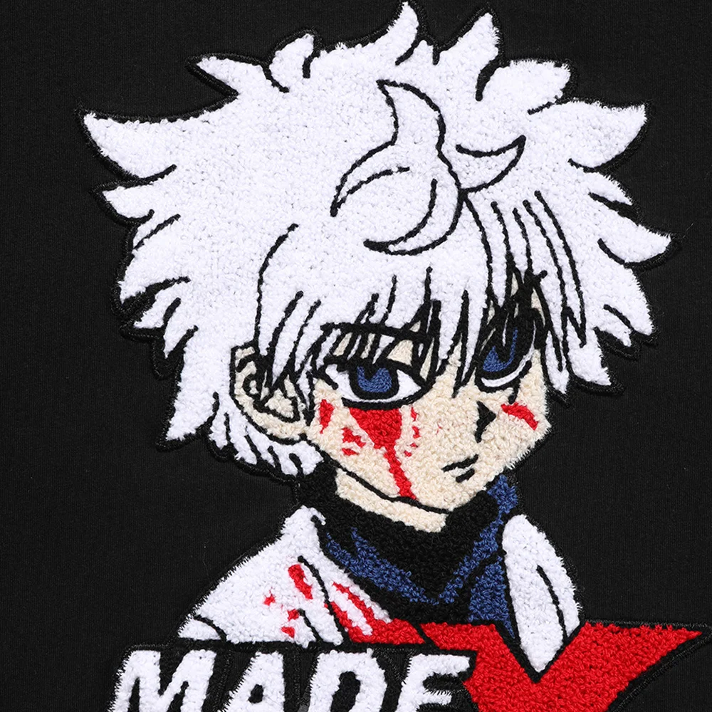 

JING ZHE Oversized T Shirt Men Japanese Anime Boy Furry Patch Tee Fashion Casual College Style Summer Harajuku Streetwear Couple
