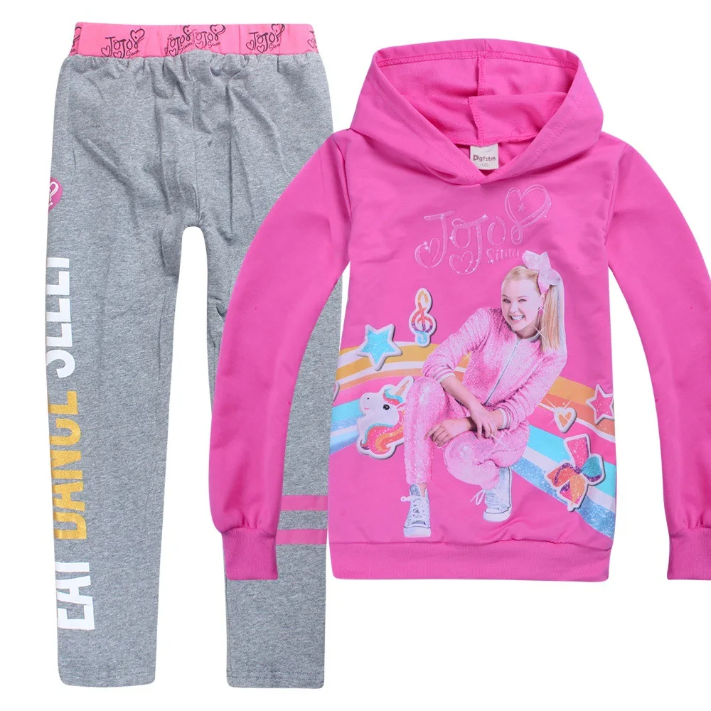 Новинка года; сезон весна-осень; JOJO Siwa; комплекты одежды для девочек; толстовка с капюшоном+ брюки; комплект одежды; детская спортивная одежда из хлопка - Цвет: Set