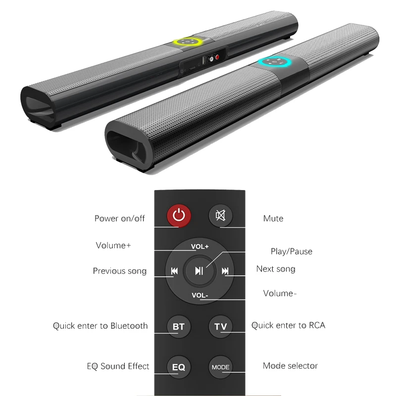 Rsionch TV Soundbar Wireless Bluetooth Speaker Column Wall-mounted Home Theater Subwoofer Surround RCA Remote Control PC | Электроника