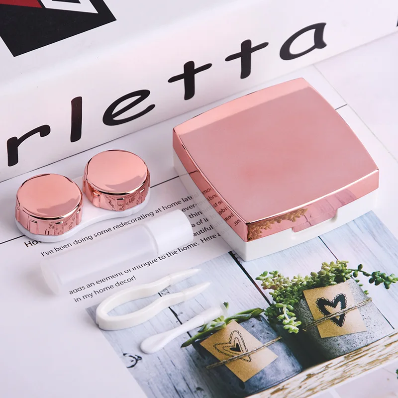 pink Дорожный портативный пластиковый чехол для контактных линз для мужчин и женщин, Держатель контейнера для линз, коробка для хранения ресниц, инструменты для макияжа - Цвет: pink
