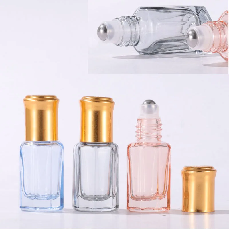 3-12 мл цветные толстые Восьмиугольные стеклянные бутылки с рулоном флаконы для