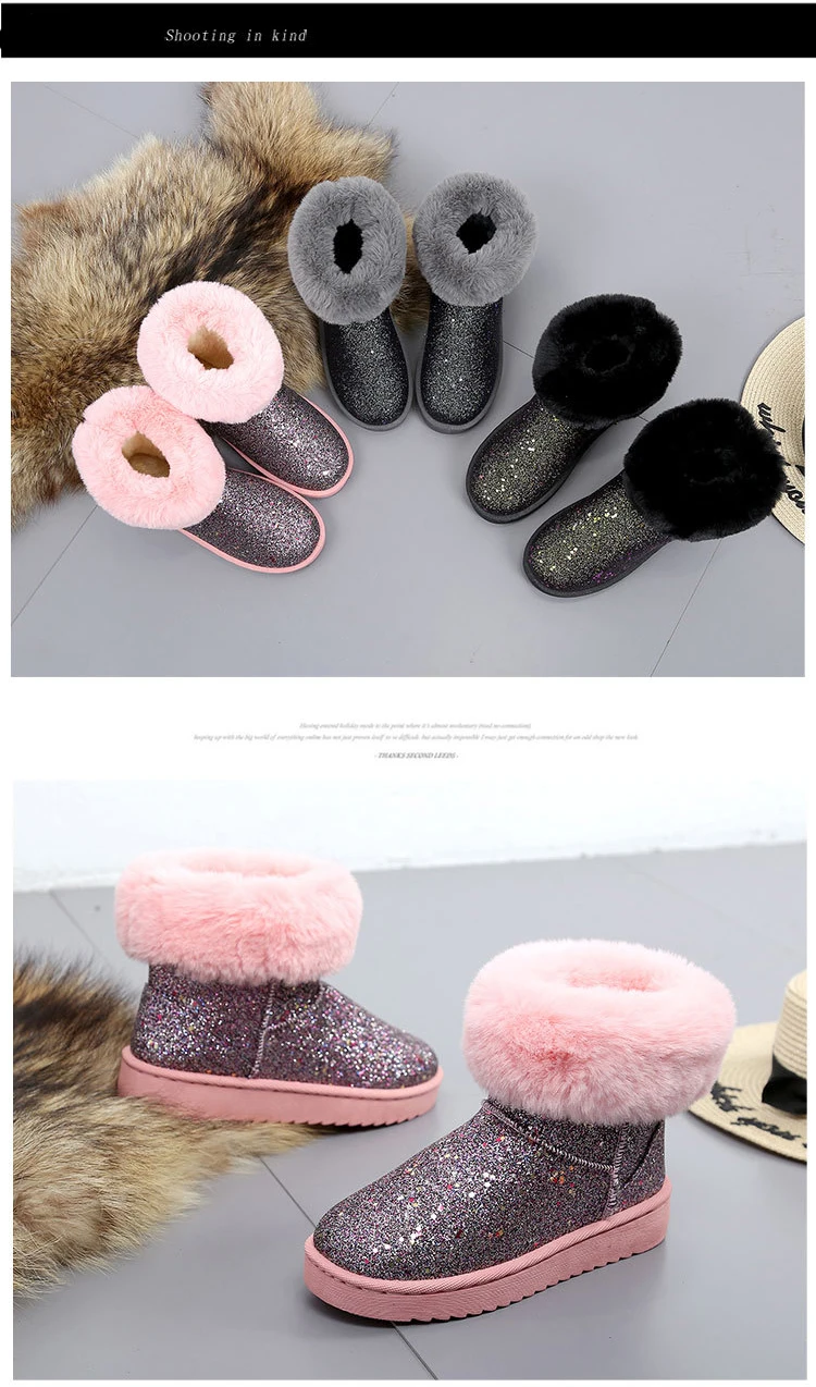 Rimocy/зимние сапоги; женские зимние сапоги на плоской подошве с блестящим искусственным мехом; женские удобные теплые плюшевые ботинки на платформе; цвет розовый; Botas Mujer; коллекция года