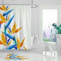 green leaf flower print shower curtain bedroom modern natural plant pattern polyester bathroom curtain