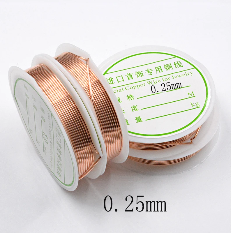 Copper-0.25mm-20M 6 м-30 м(235-1179 дюйма) длина 0,25-0,6 мм Диаметр медная металлическая нить Бисероплетение проволока шнур нить для DIY ожерелье браслет - Цвет: Copper-0.25mm-20M