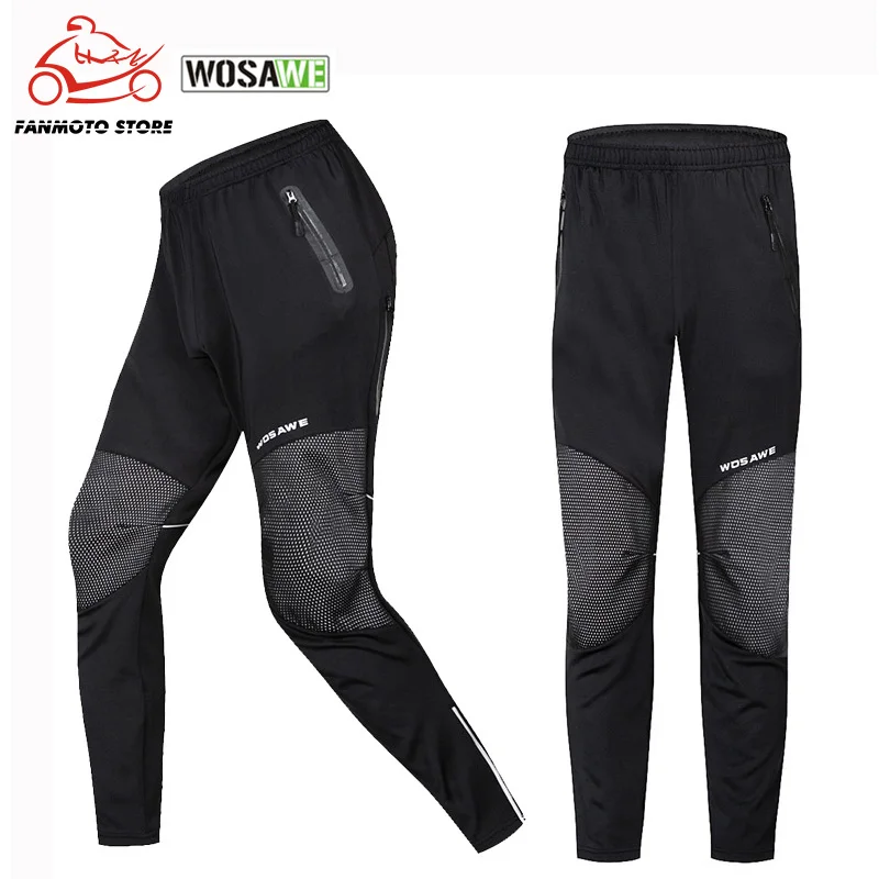 Мужские зимние велосипедные мотоциклетные брюки WOSAWE тонкие теплые флисовые