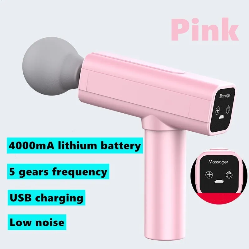

массаж пистолет мини массажер Розовый массажный мини-пистолет для девочек, зарядка через USB, светильник, портативный массажный пистолет, ма...