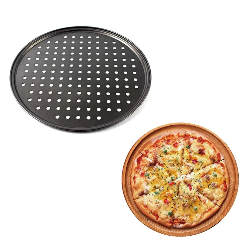 

26/24/28/32CM Carbon Steel Non-stick Pizza Baking Pan Mesh Tray Plate Round Deep Dish Pizza Pan Tray Mould Bakeware Baking Tool