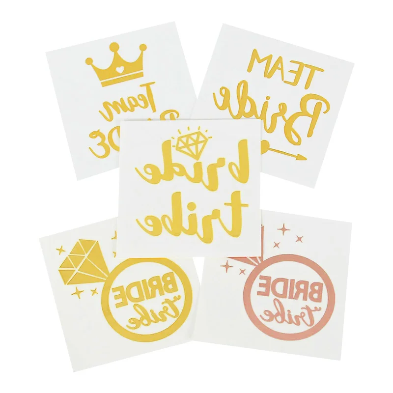 

10pcs/lot Bachelorette Party Team Bride Bridesmaid Tribe Squad Temporary Tattoo Sticker Hen Night Gold Stickers Wedding Supplies