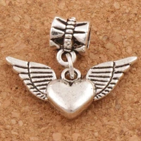 angel heart wings charm beads 21 8x24 5mm 100pcs zinc alloy fit european bracelets jewelry diy b189