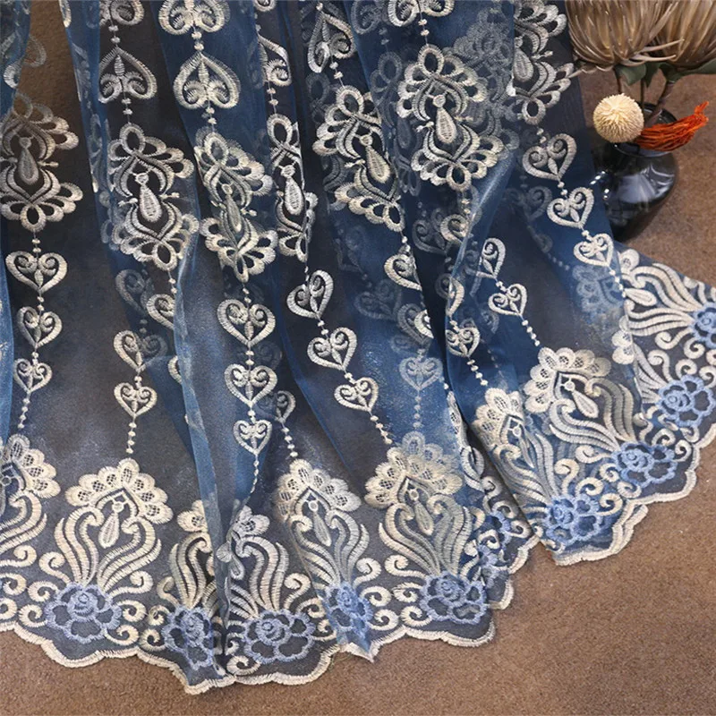 Европейские Роскошные Синие серые желтые фиолетовые шторы с вышивкой готовые