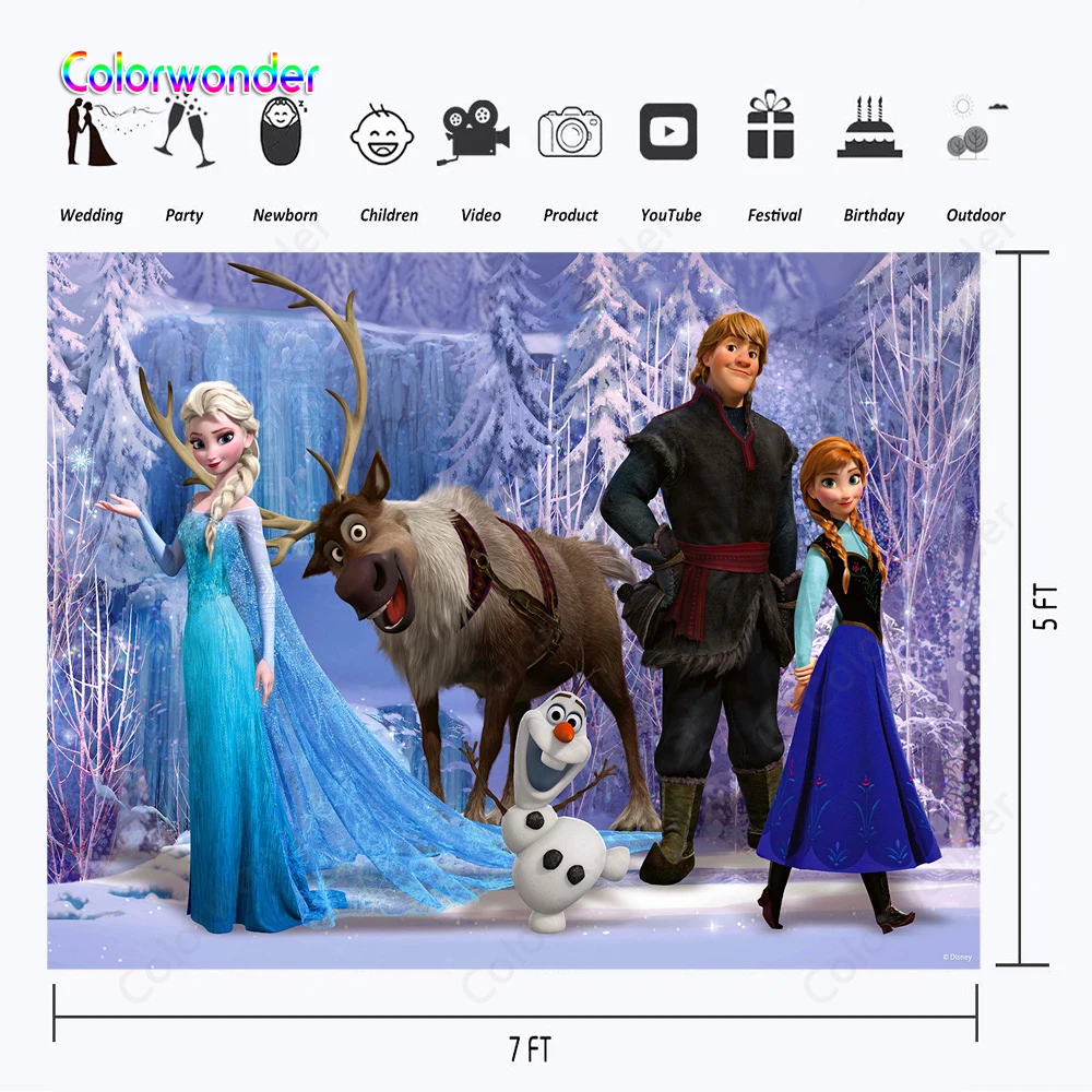 Сказочная Ледяной Мир вечеринка с принцессой фото Снежная королева с Анной и их друзьями деревья с снежной детской душевой фон
