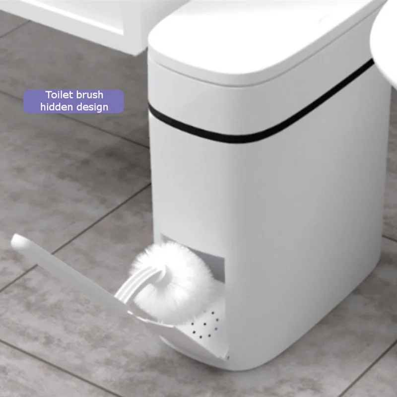 

Kitchen Trash Bin Can and Toilet Brush Set Trash Cans Toilet Brush Garbage Bucket and Toilet Brush with Holder Set for Bathroom