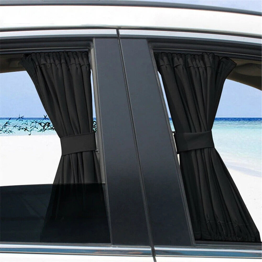 

Hot!2pcs 50cm Car Sun Shade Side Window Curtain Auto Foldable UV Protection Black Car Window Curtains Plastic For Tieback Tool