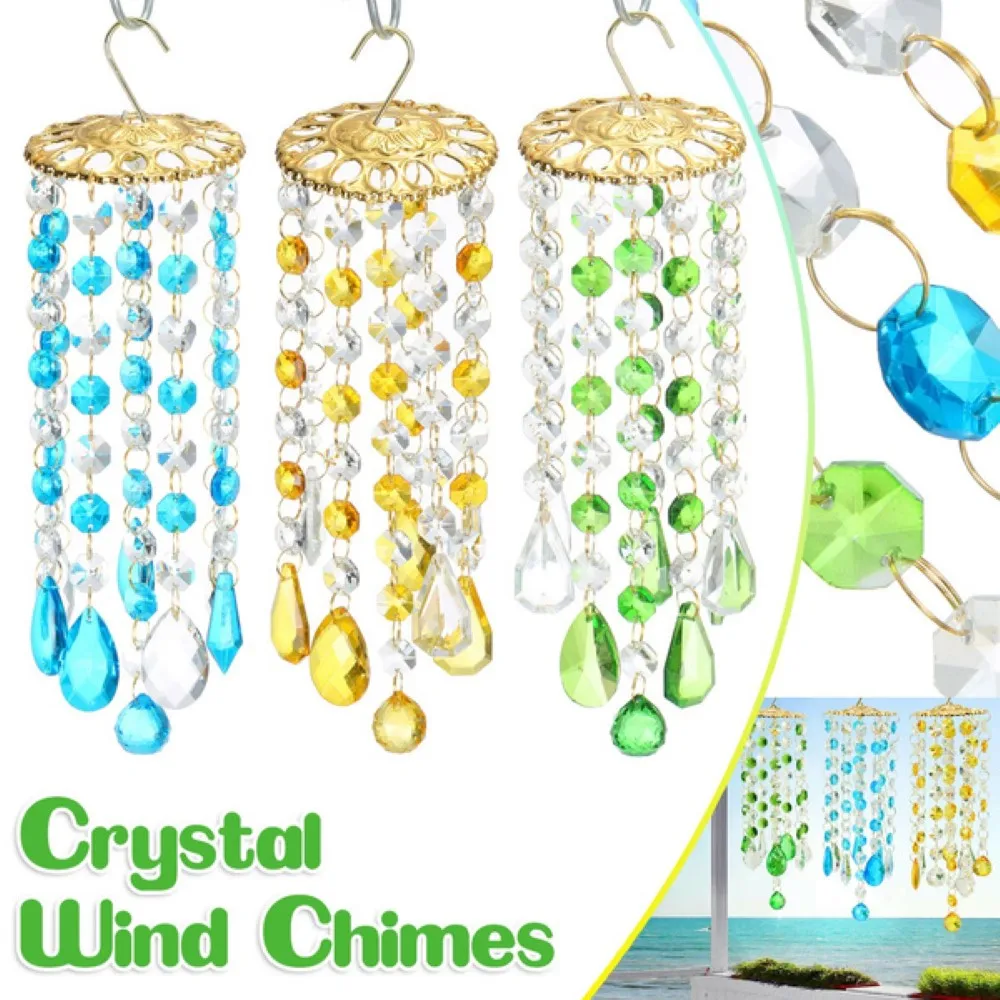 

Хрустальные Разноцветные ветряные колокольчики, украшение для окна и дома, настенные декоративные ветряные колокольчики для всей семьи, по...