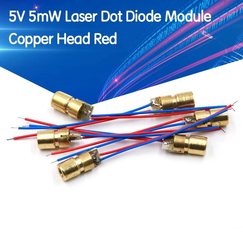 

100pcs/lot 650nm 6mm 5V 5mW Laser Dot Diode Module Copper Head Red