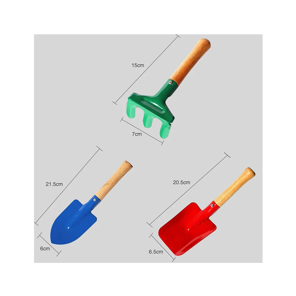 

Gardening Tools Painted Mini Metal Rake Shovel Trowel Set Garden Tools Set Kids Beach Sandbox Toy for Pot Planting 3Pcs