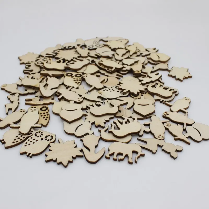 

50 шт. натуральные деревянные необработанные животные Улитка Кролик для рукоделия украшение для скрапбукинга лазерная резка DIY Декор украше...
