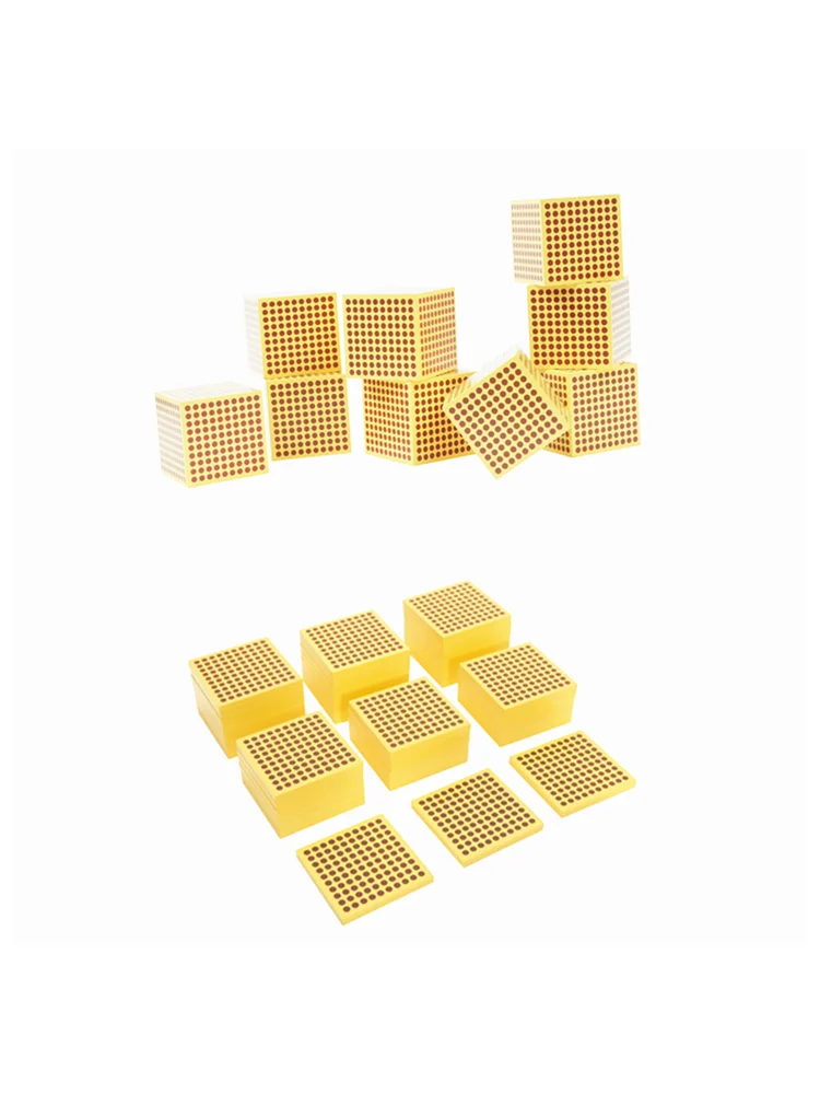 Montessori Wooden Golden Beads Thousand Cube/ Hundred 