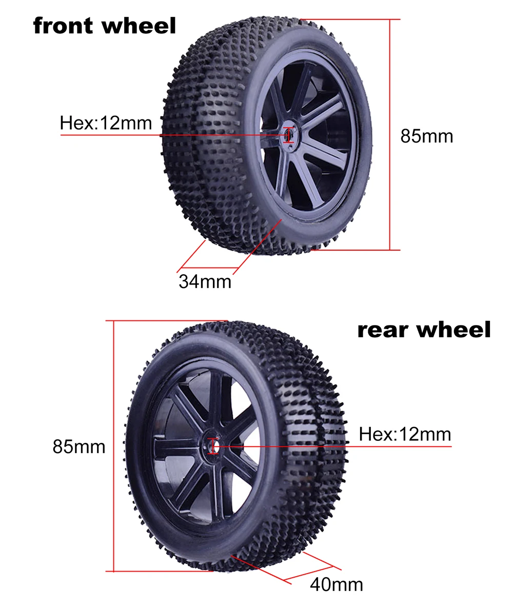 4 шт. ZD Racing 85 мм обод ступицы колеса и резиновые шины для 1/10 внедорожника багги