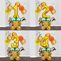 26pcs jungle animal balloons set chrome metallic latex balloon 32inch gold number globos kids birthday party baby shower decor