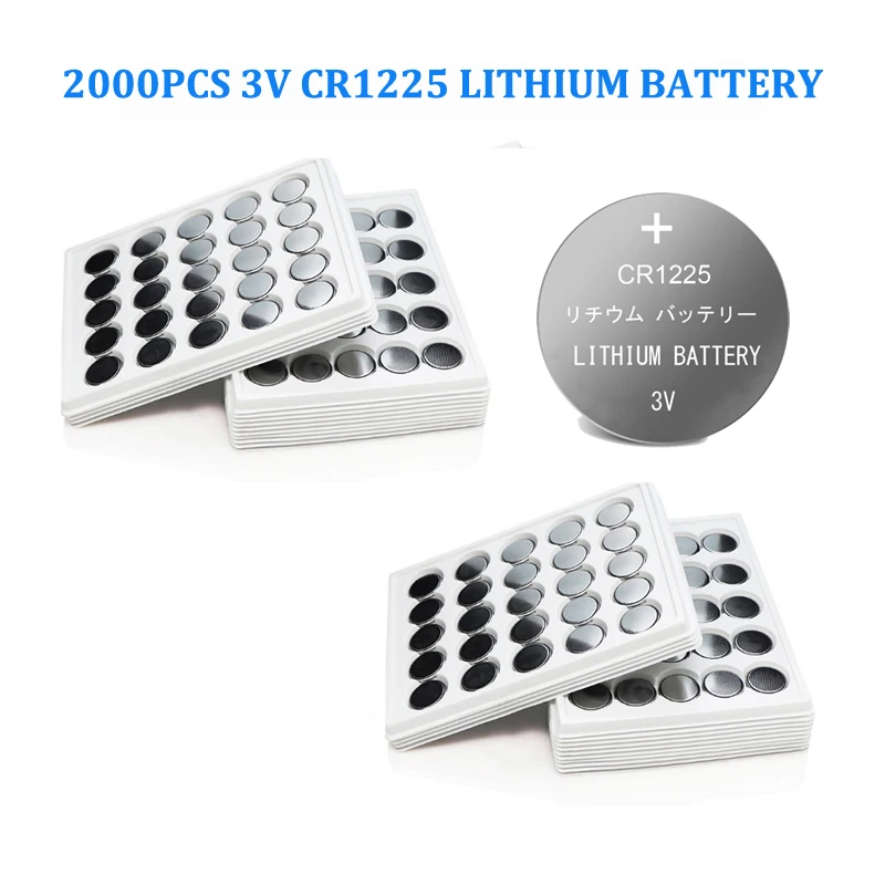 

2000pcs CR1225 1225 BR1225 3V Lithium Button Coin Cell Battery LM1225 KCR1225 EE6220 For Remote control Toy Watch Calculator