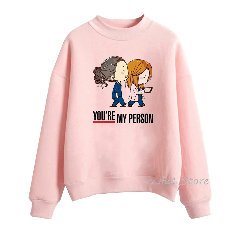 Розовая толстовка с капюшоном надписью you are my person и greys anatomy Для женщин Зимняя