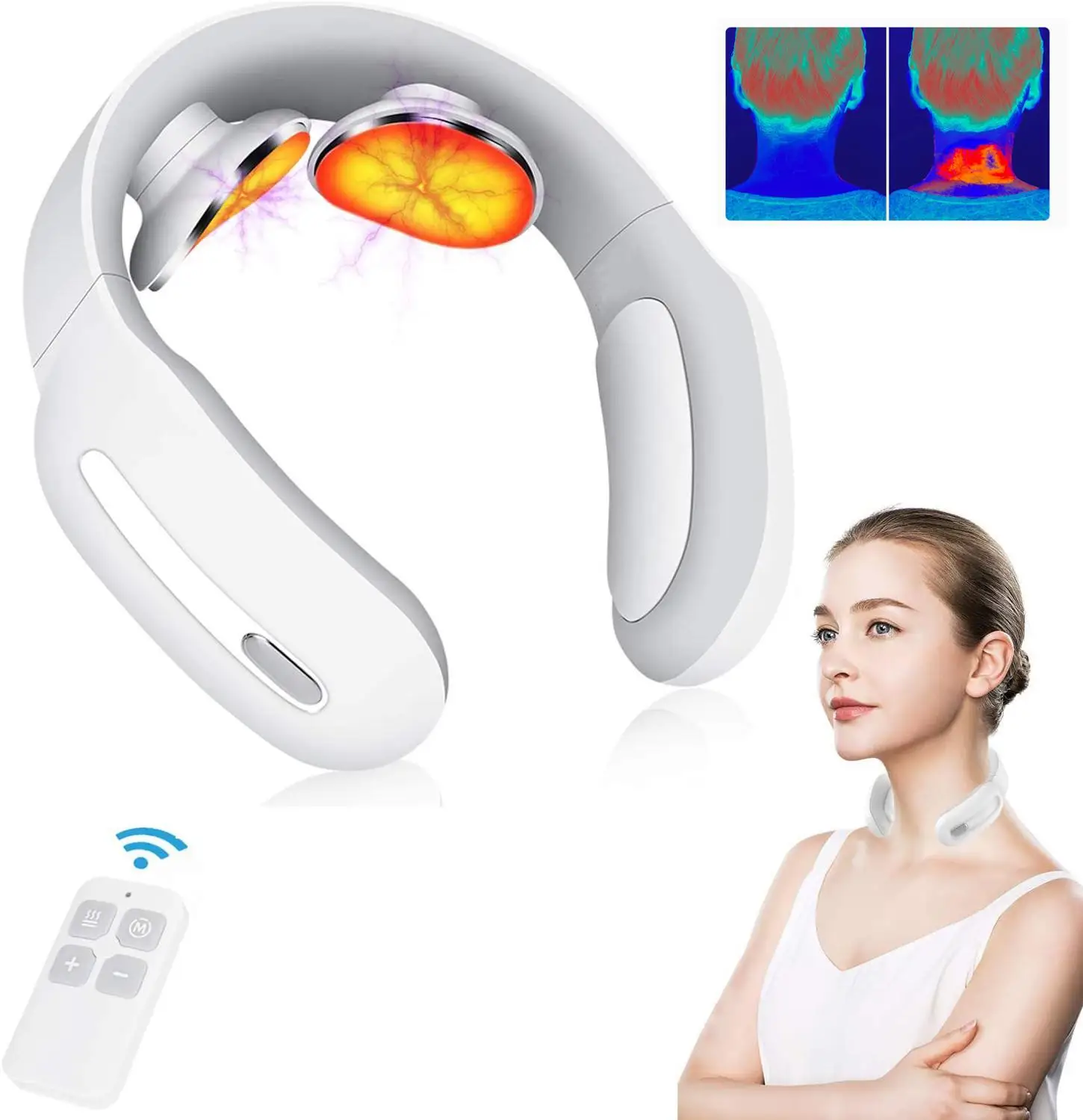 Импульсный массажер для шеи с тепловым портативным беспроводным
