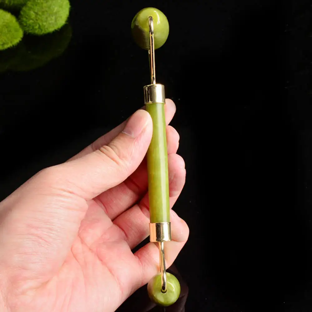 Нефритовый ролик для лица тонкий + массажер гуаша тела набор инструментов