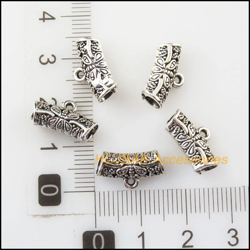 Мода 30 шт. Тибетский серебристый цвет волна бабочка трубка дужки бусины