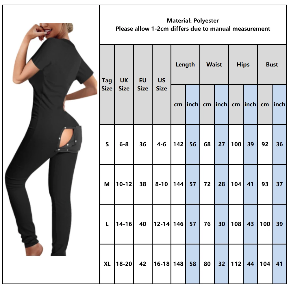 

Women's Jumpsuit Ladies Sexy Back Button Romper Pajamas Solid Color Functional Buttoned Flap Adults Sleepwear Long Jumpsuit D30