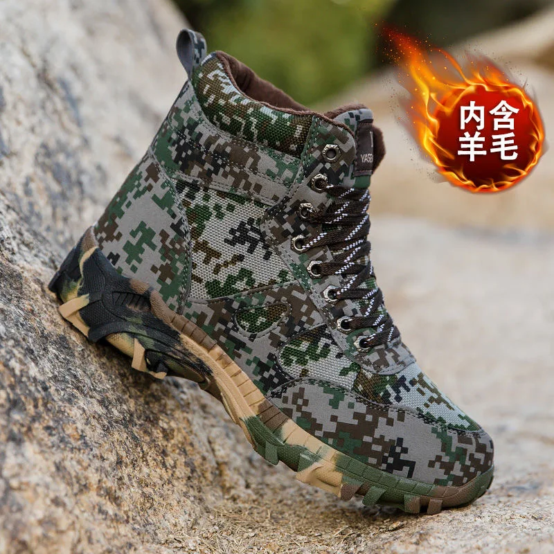 

Desert Camouflage Men Tactical Combat Boots Waterproof Warm Snow Boots Thick Wool Men Winter Ankle Boots Tactical Military Shoes