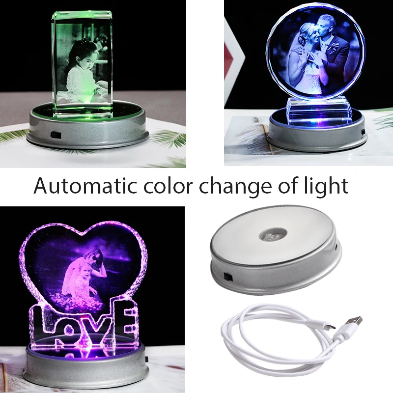 Индивидуальная Хрустальная фоторамка цветная светодиодная Лазерная основа с