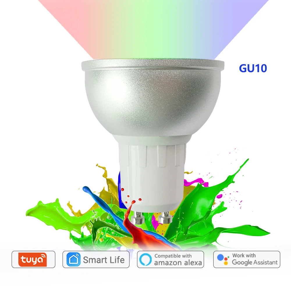 Tuya Smart Life APP затемнения GU10 Wi Fi RGB Светодиодный лампочки голос Управление по Echo Alexa