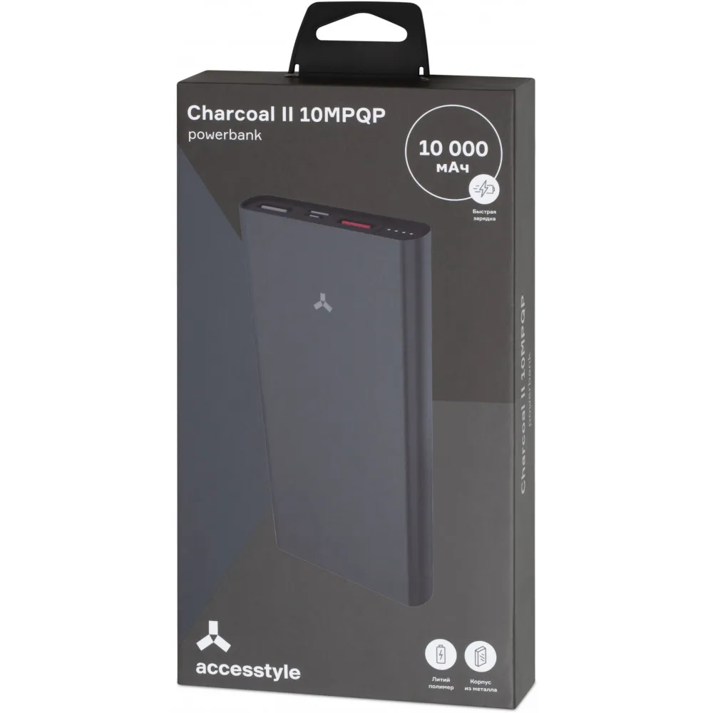 Внешний аккумулятор Accesstyle Charcoal II 10MPQP 10000 мА·ч 3 подкл. устройства серый|Внешние