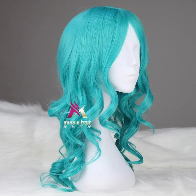Длинные волнистые синтетические волосы зеленый цвет Sailor Moon Neptune Kaiou Michiru для