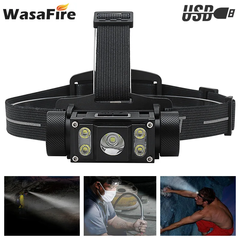 

Portable Headlamp XM-L2+4*XP-G2 LED Work Light with Magnet 21700/18650/3*AAA Battery Headlight Camping Hunting Head Torch