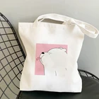 Забавная сумка для покупок с мультяшным медведем, летняя Холщовая Сумка на одно плечо, вместительная универсальная сумка-мессенджер, милая сумка