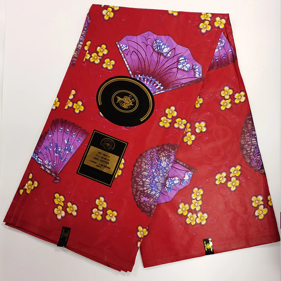 

Red Bazin Riche Floral African Fabric Lace Bazin Brode Tissus Africain HSB-40