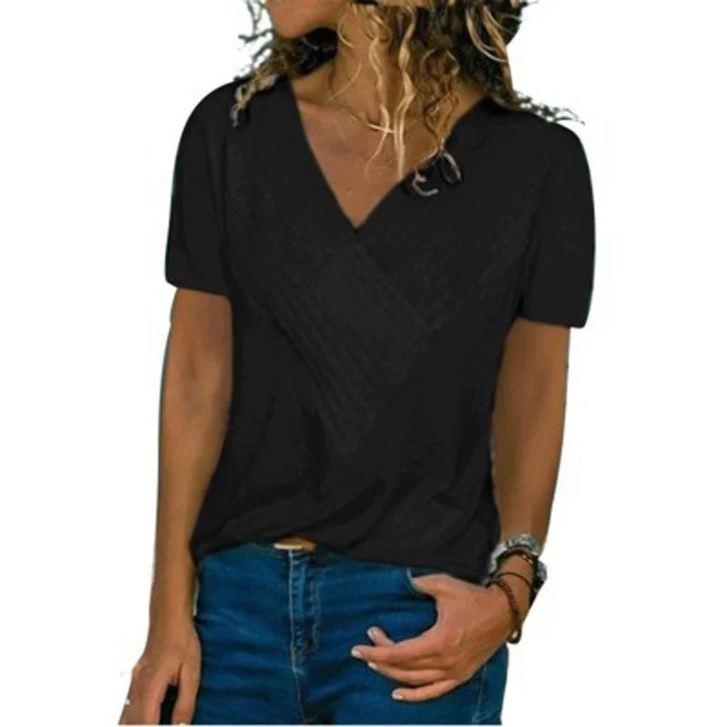 

Весна/лето новая футболка для похудения с v-образным вырезом и короткими рукавами черные серые красные желтые розовые однотонные женские ру...