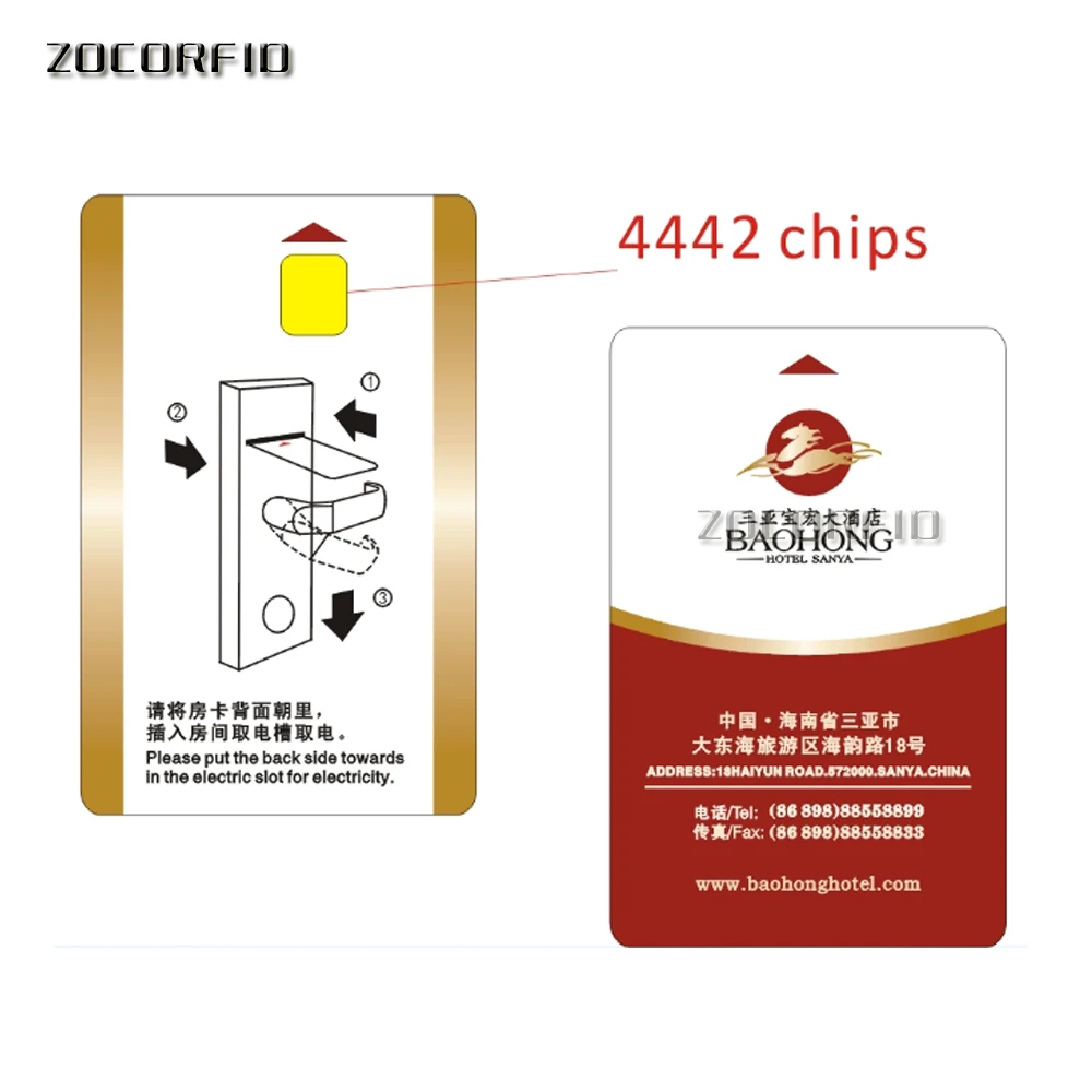 100pcs Double sided Six colors Offset printing SLE 4442 card ISO 7816 Smart Card contact IC card/  hotle door card