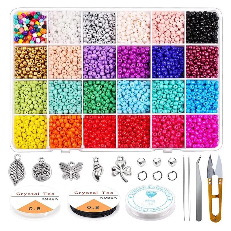 

Glass Seed Beads 12000 Pcs 3mm Small Craft Beads for DIY Bracelet Necklaces Jewelry Making Kit