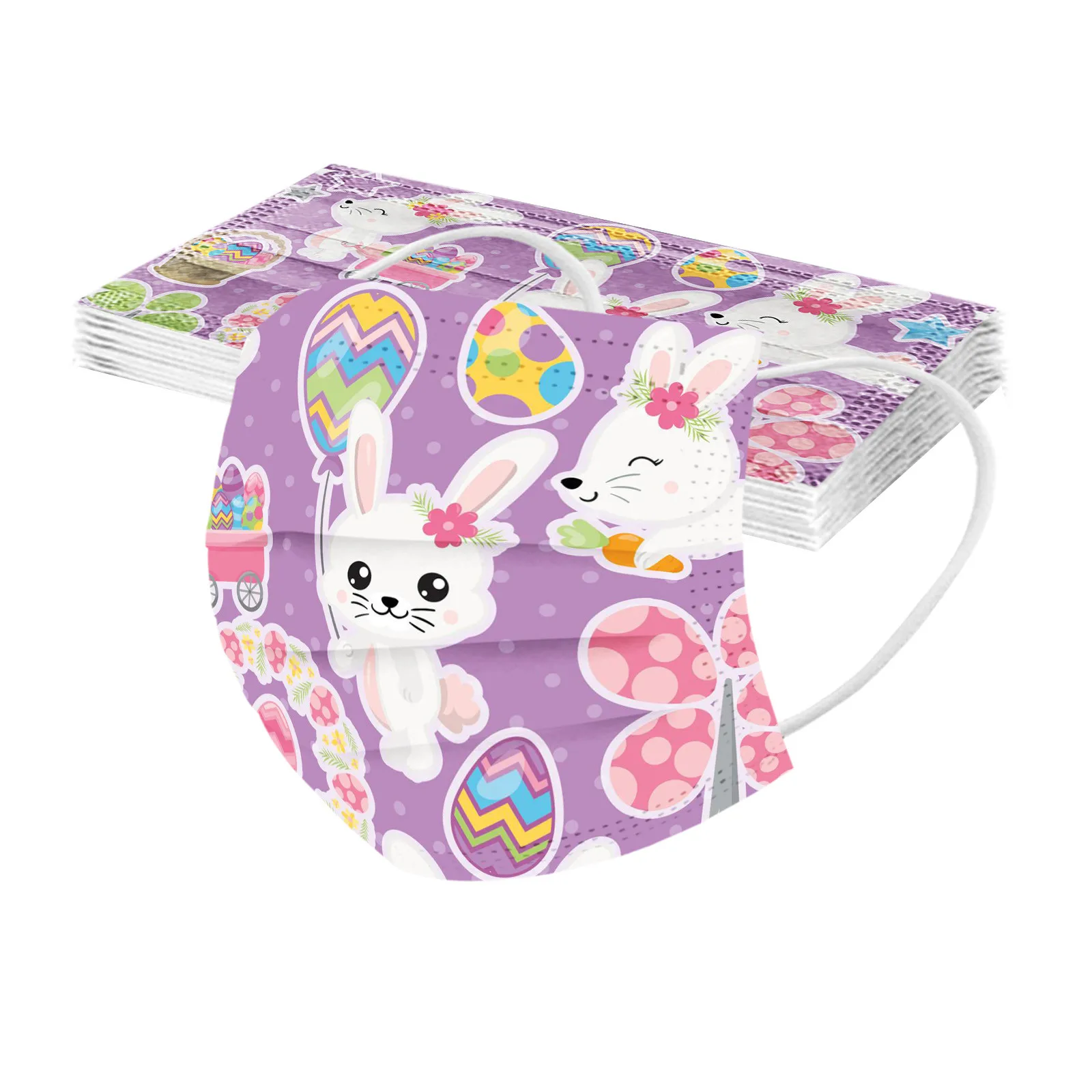 10 шт. детская Пасхальная одноразовая маска для лица с принтом кролика |