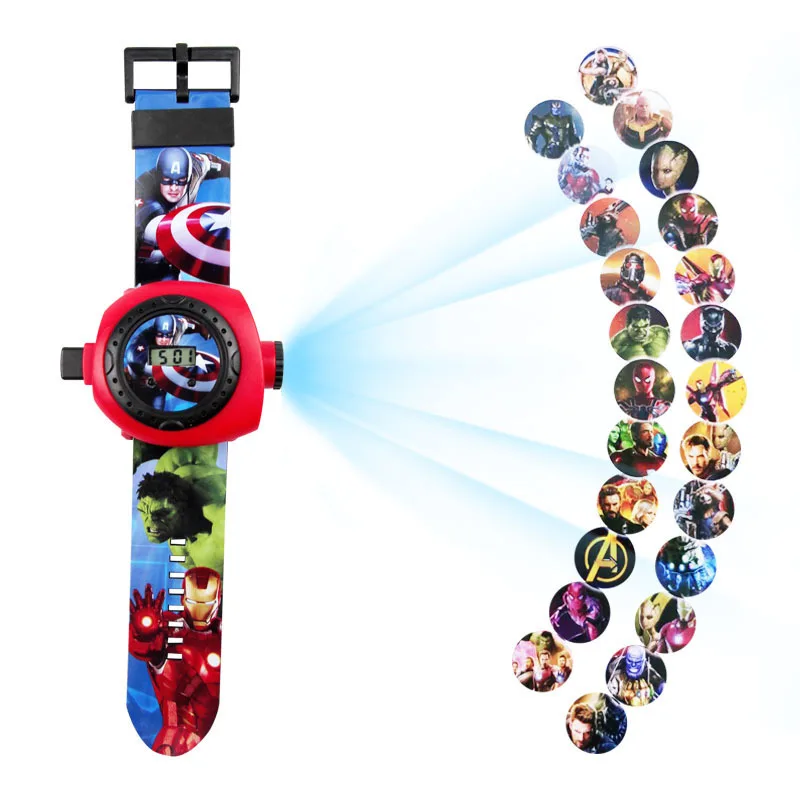 Цифровые часы со светодиодной подсветкой Человек-паук Капитан Америка большой